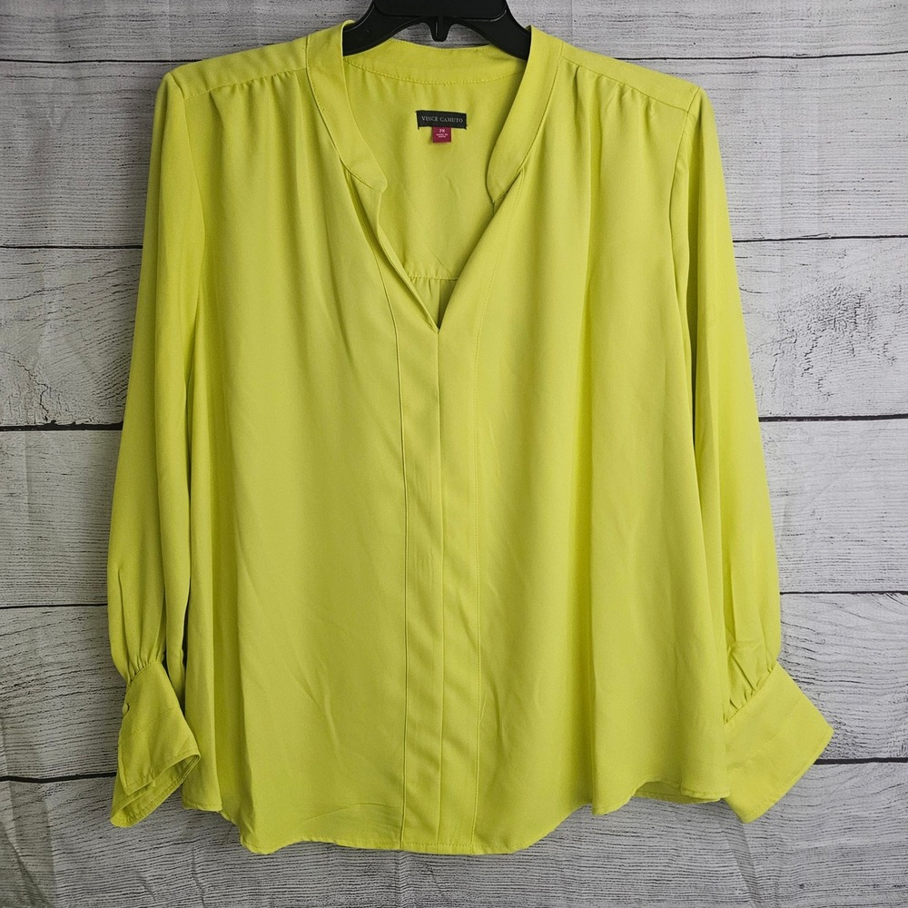 Vince Camuto 2X Paradise Chic Limoncello Mandarin Collar V-Neck NWT 1349